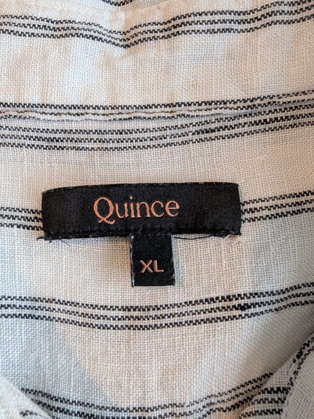 Quince 100% European Linen Long Sleeve Shirt XL - HTF Oatmeal & Black Stripe - Picture 4 of 7